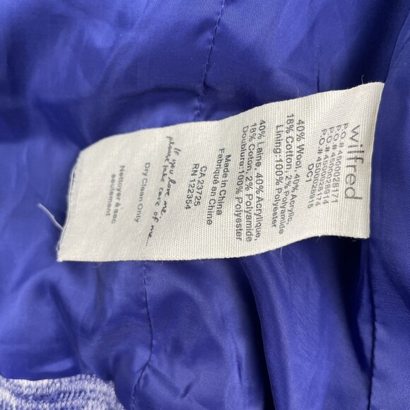 Wilfred Aritzia Exquis Blue Space Dye Open Crop Blazer Jacket Women’s Size 4 EUC - Picture 7 of 7